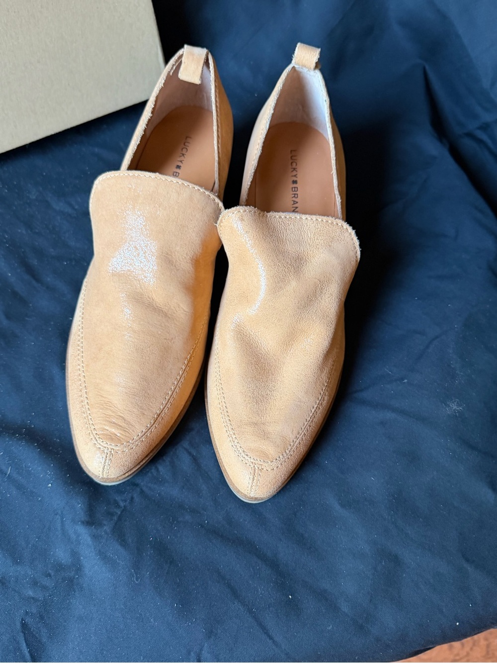 Lucky Brand Women's Tan Suede Pointed Toe Slip-On Loafers